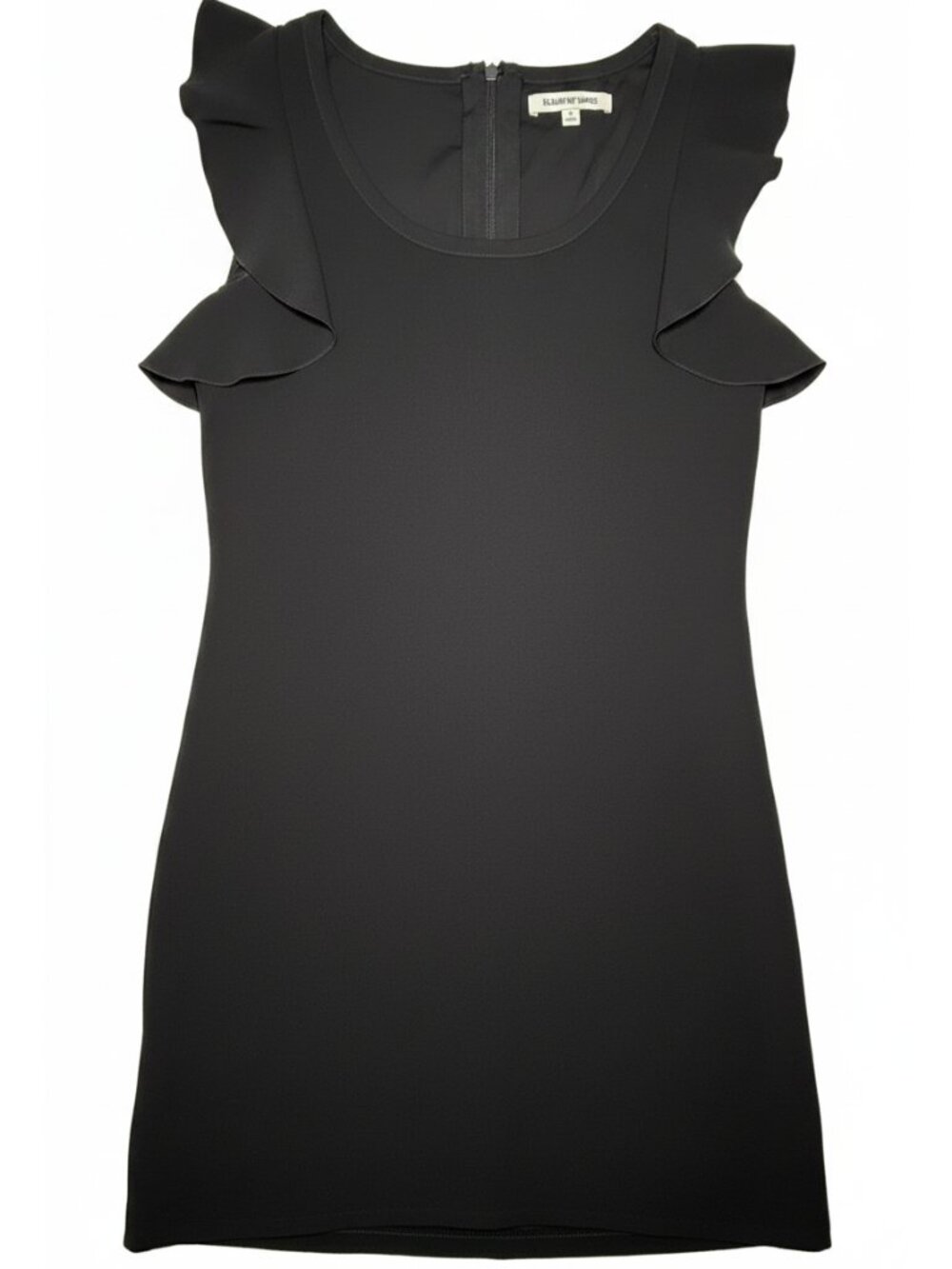 Elizabeth and James Dillon Black Ruffled Cap Sleeve Shift Dress Size 2